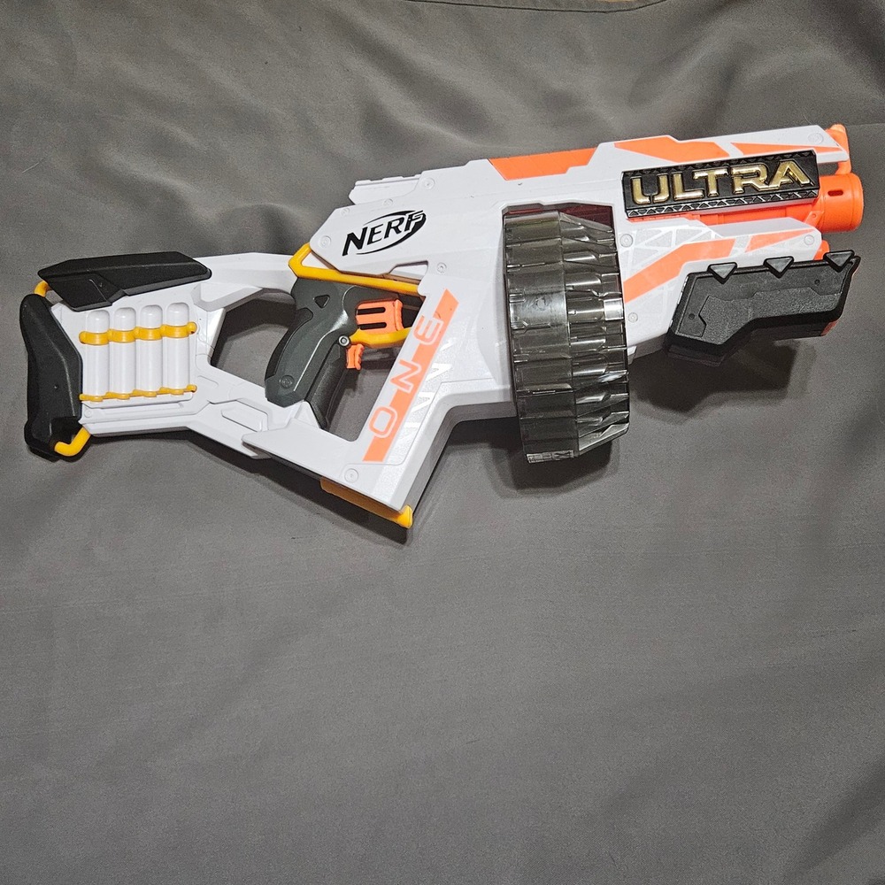 Nerf Ultra One Motorized Blaster 25 Round Drum White Orange E6596 Tested